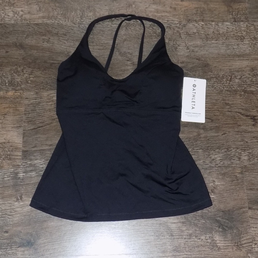 Athleta Triangle Tankini Women S Black NEW D-DD Cup Strappy Back Swim Top